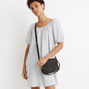 Madewell Puff-Sleeve Trapeze Mini Dress in Blue